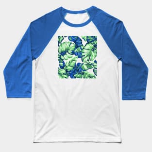 Tropical Leaves Camouflage Of Banana and Monstera 4 Baseball T-Shirt